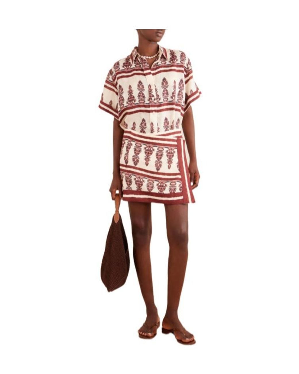 Johanna Ortiz Red Roots Pattern Mini Skirt