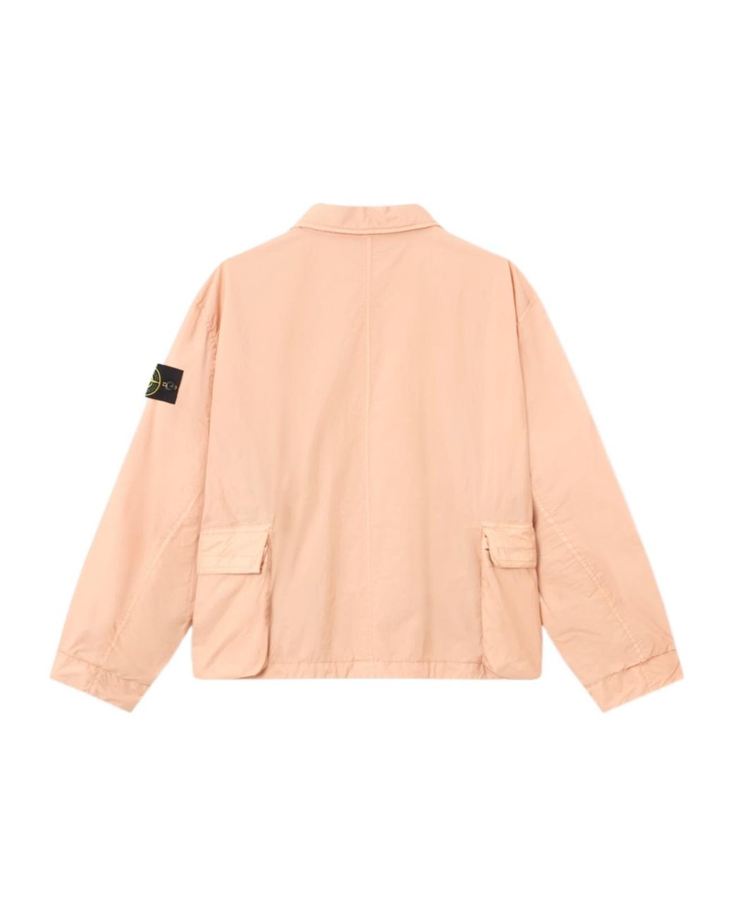 Stone Island Pink Logo Patch Buttoned Overshirt for men