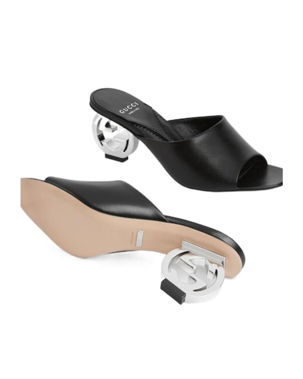 Gucci Black Logo Plaque Slip-On Mules