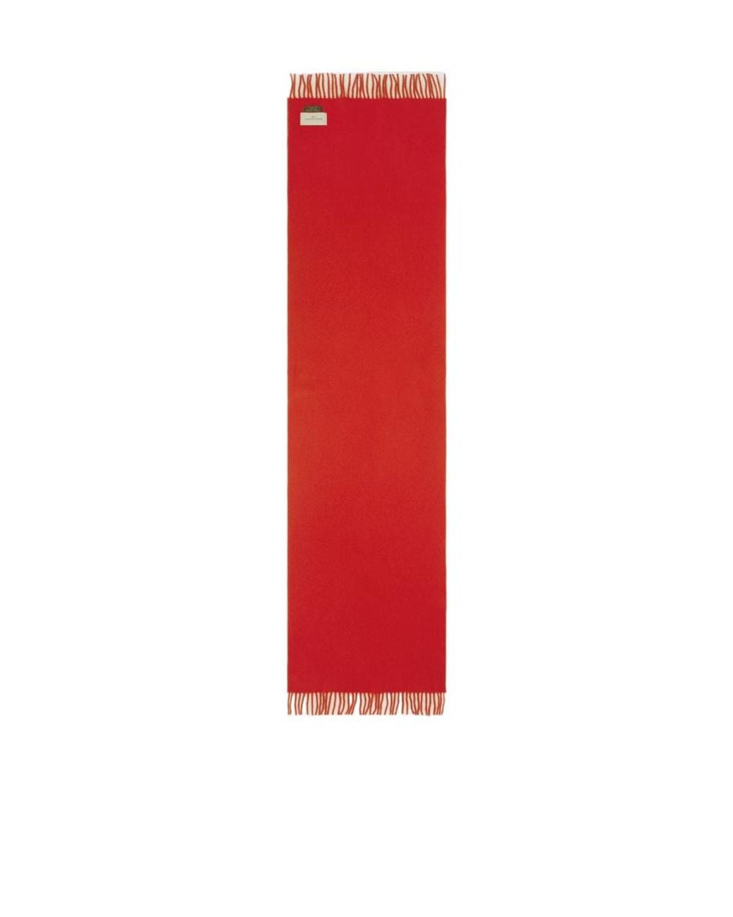 Maison Kitsuné Red Maison Kitsuné Logo Patch Fringed Knit Scarf for men