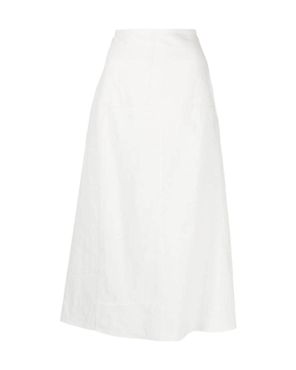 Jil Sander White High-Waist Flared Midi Skirt