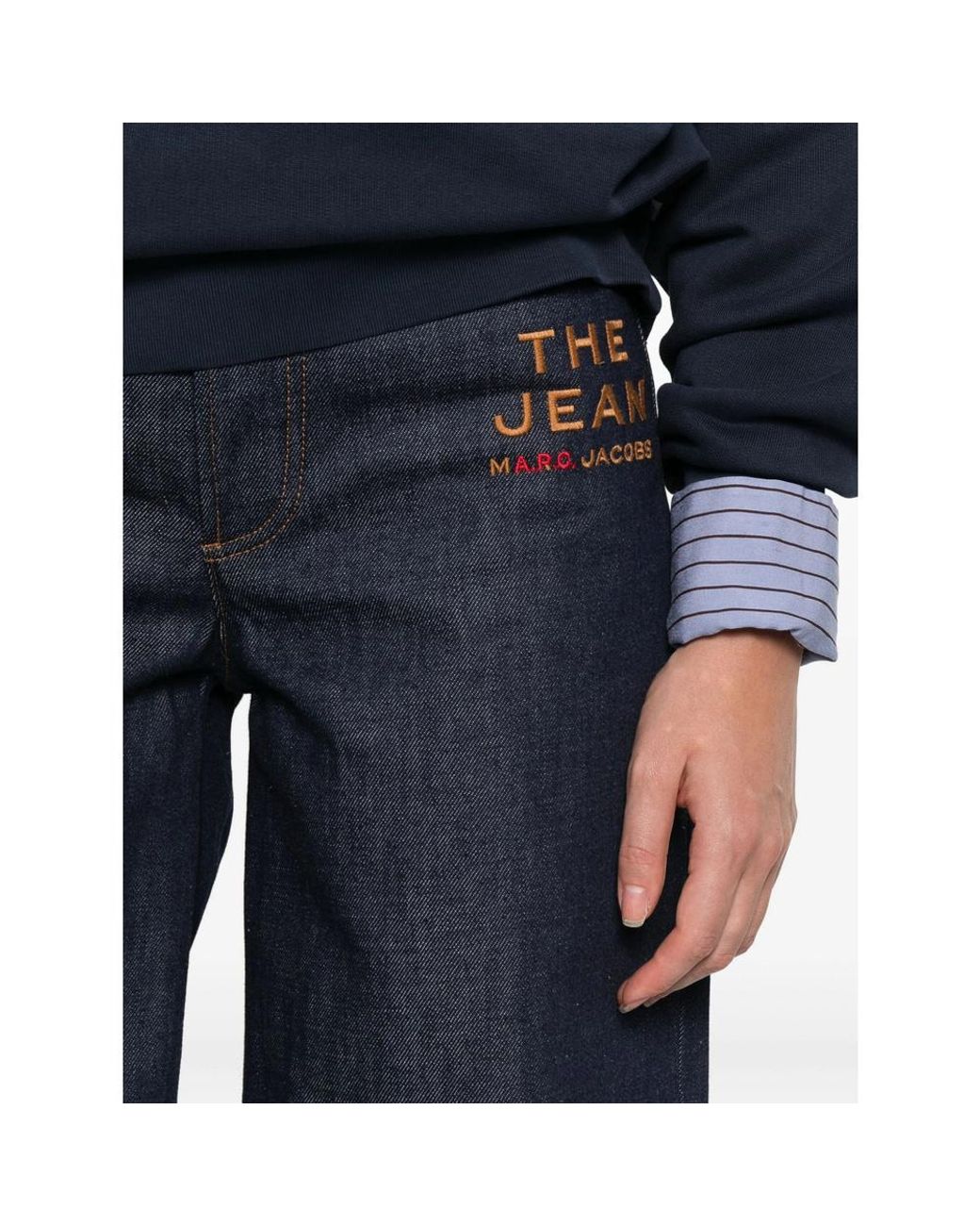 A.P.C. Blue X Marc Jacobs Logo Embroidered Wide-Leg Jeans