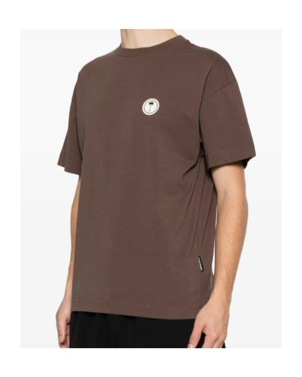 Palm Angels Brown Logo Patch Crewneck T-Shirt for men