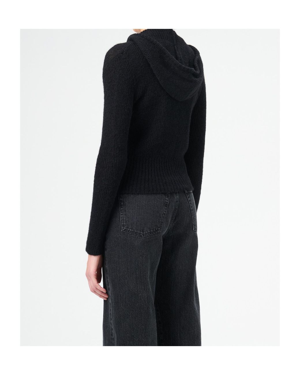 Our Legacy Black Compact Hood Knitted Zip-Up Cardigan