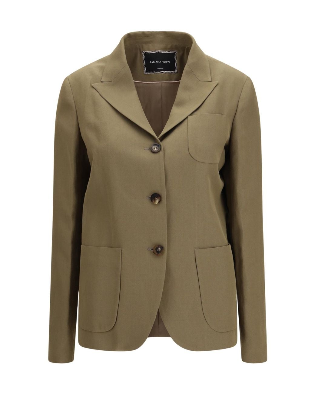 Fabiana Filippi Green Single-Breasted Patch-Pocket Blazer