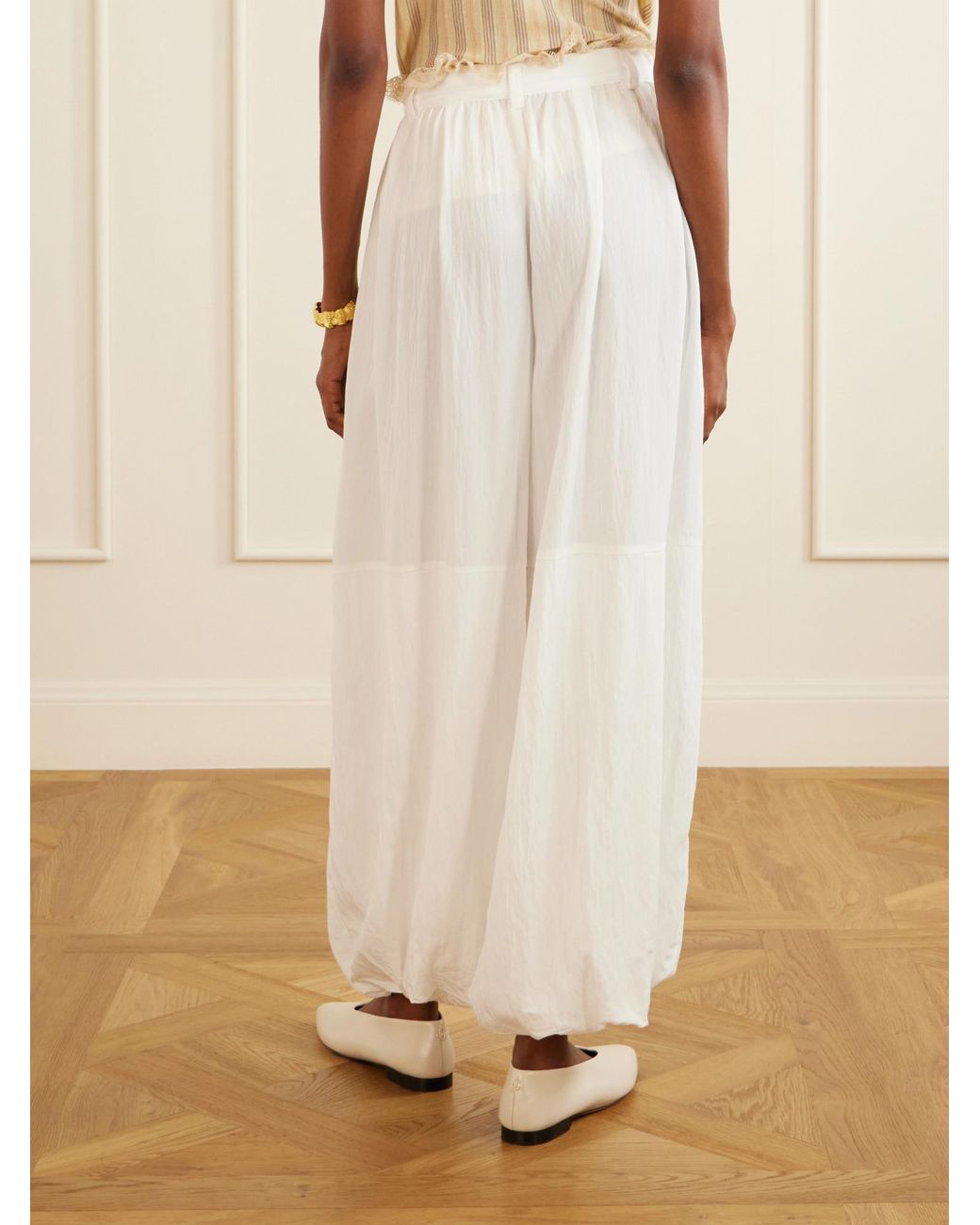 Sea White Loose-Fitting Trousers
