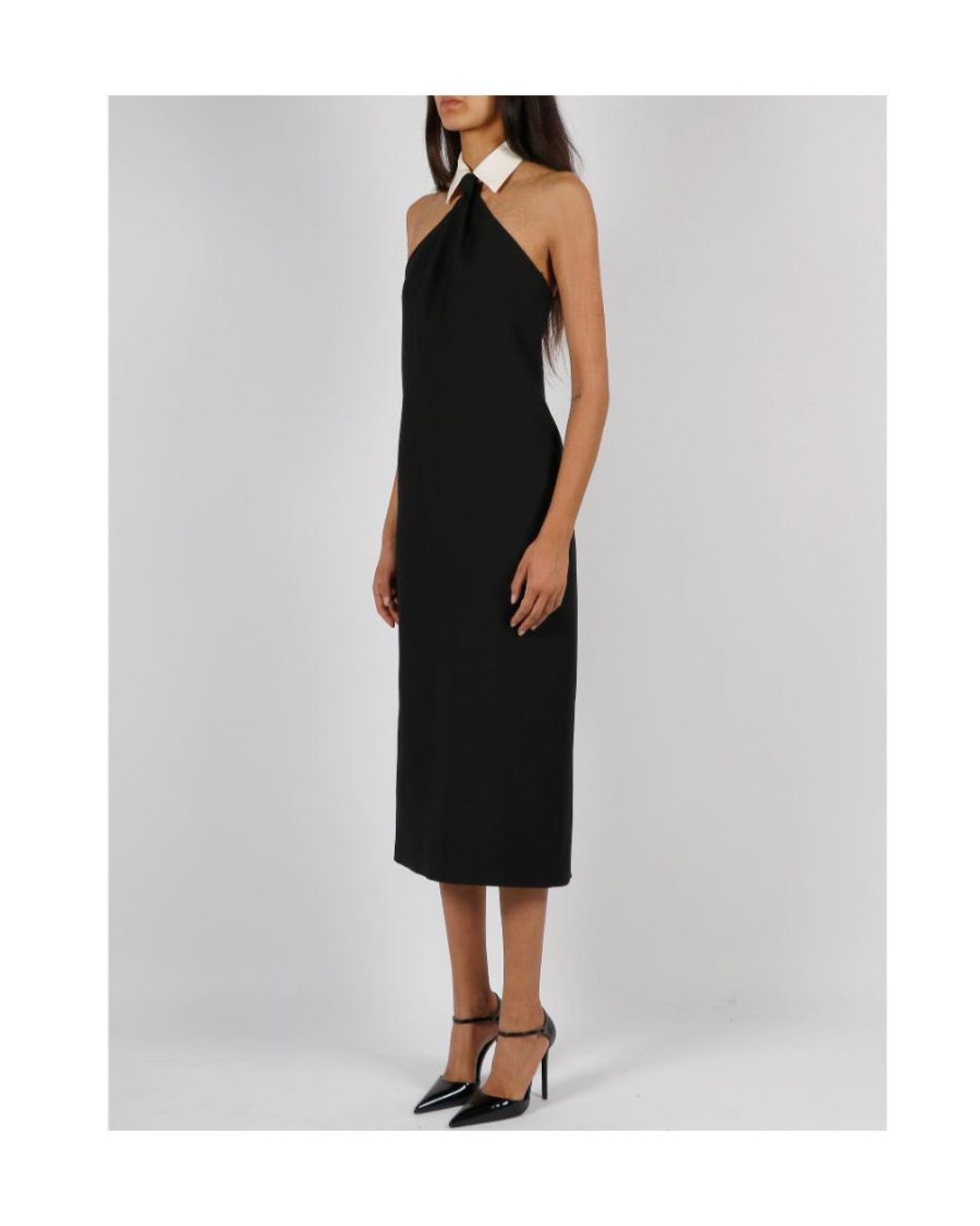 Valentino Black Open Back Sleeveless Midi Dress