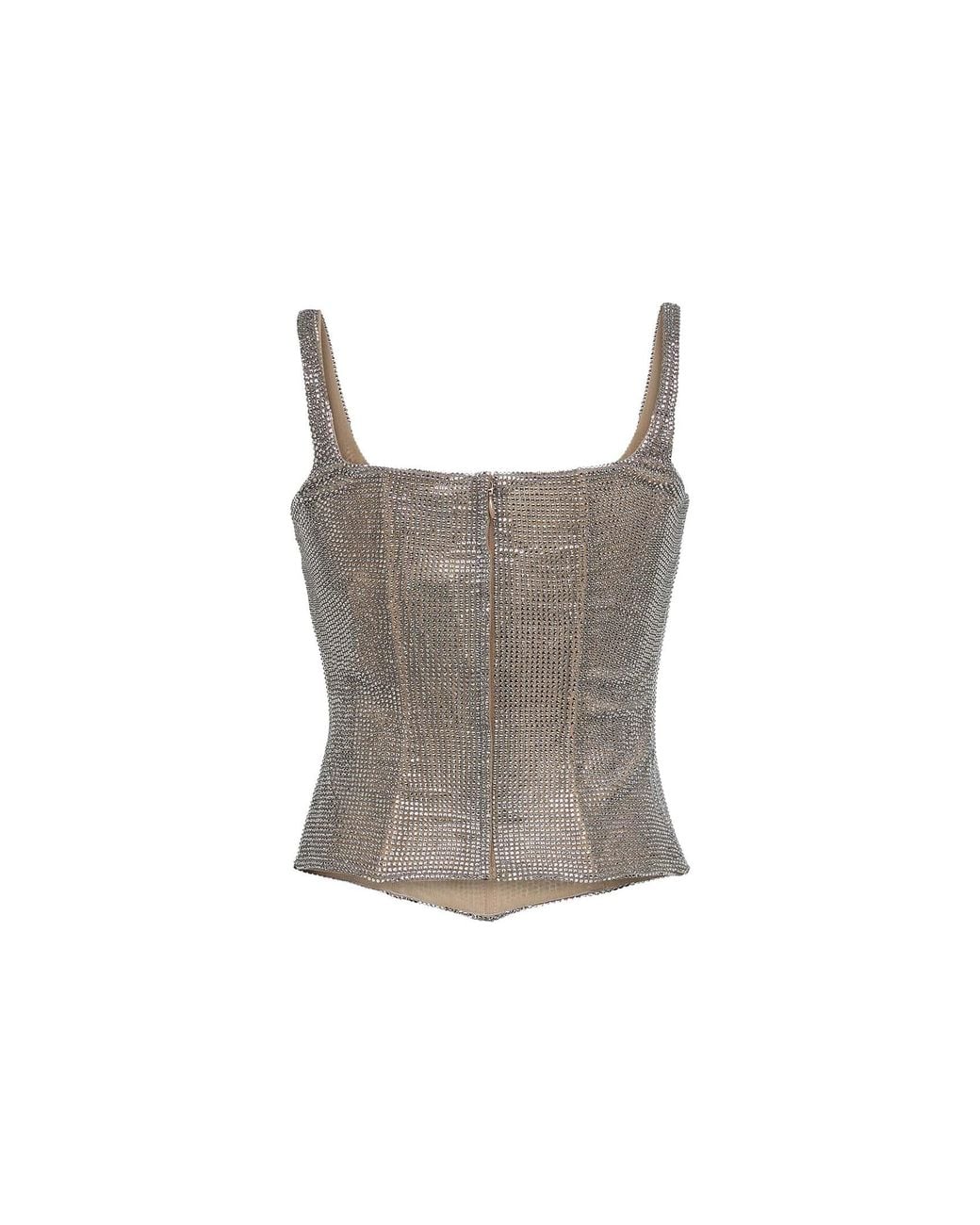 GIUSEPPE DI MORABITO Gray Embellished Bustier Top