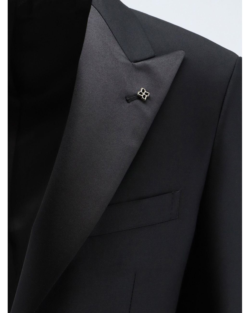 Tagliatore Black Satin Lapel Single-Breasted Suit for men