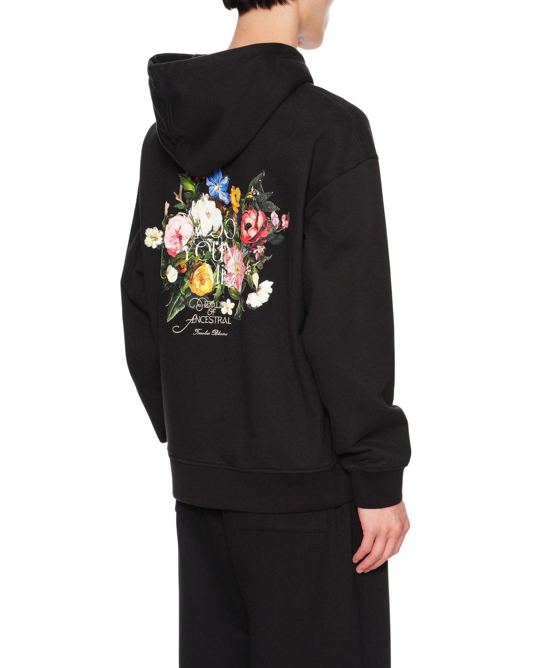 Wooyoungmi Black Floral Motif Hoodie for men