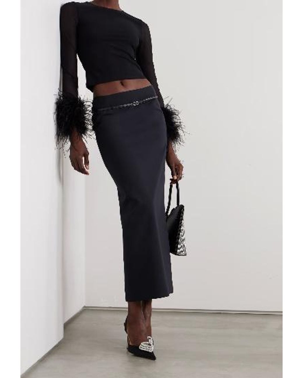 16Arlington Blue Delta Belted Maxi Skirt