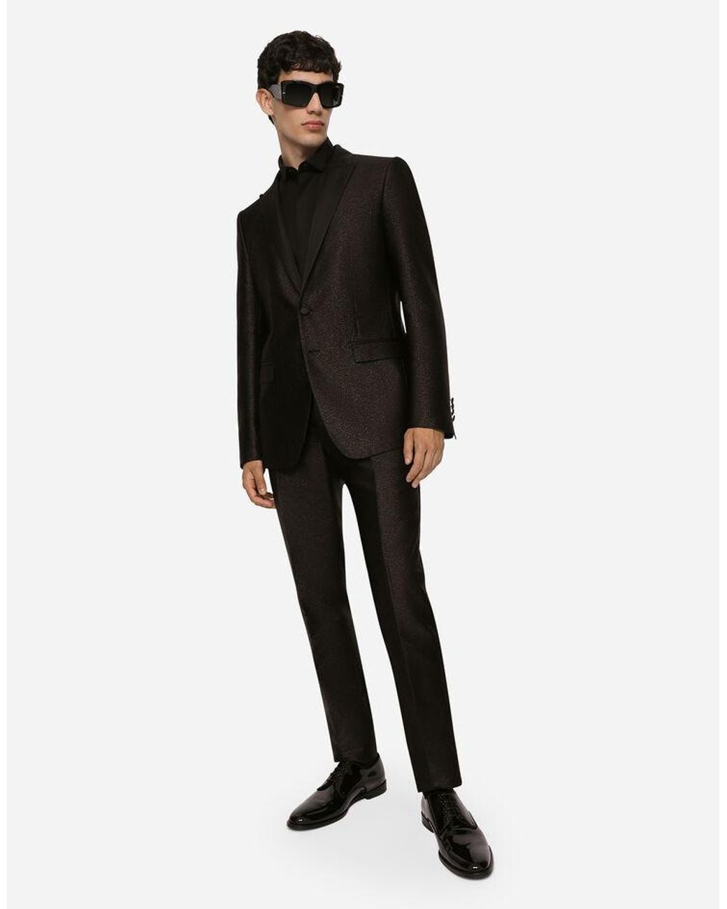 Dolce & Gabbana Black Jacquard Martini-Fit Tuxedo Suit for men