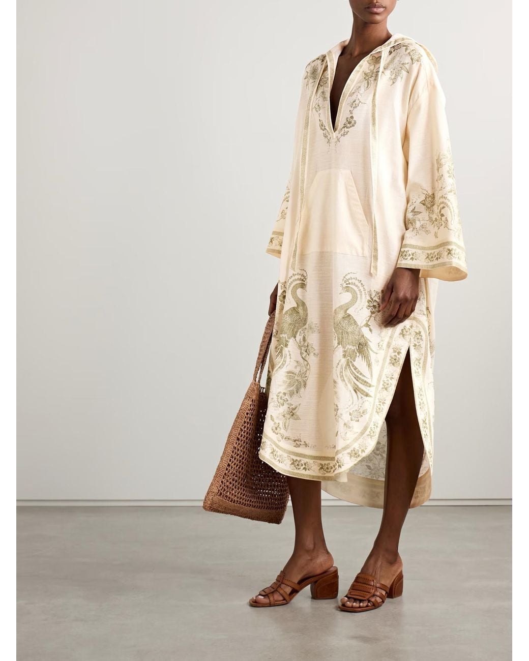Zimmermann Natural Ascension Hooded Printed Dress