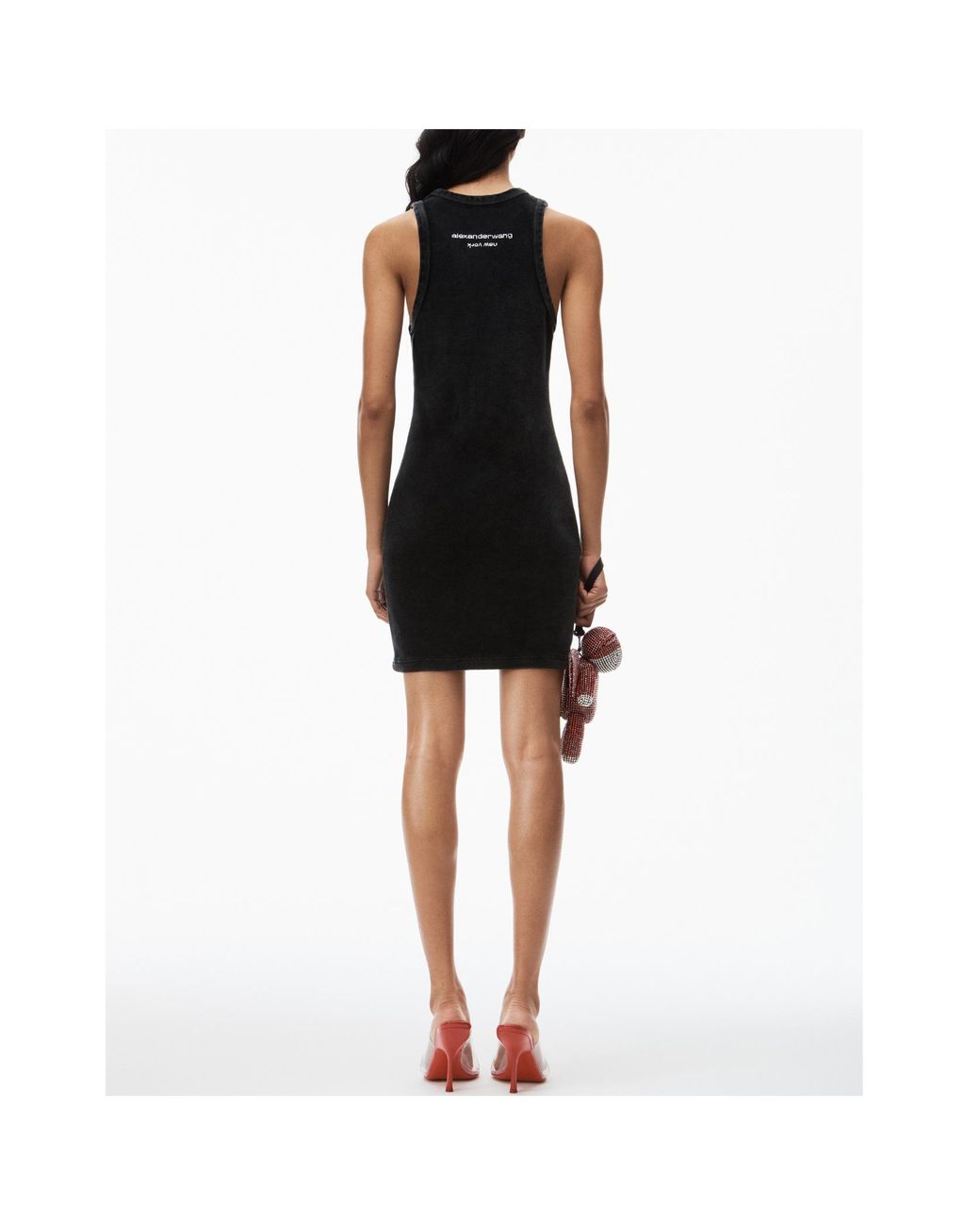 Alexander Wang Black Dragon Hotfix Velour Minidress