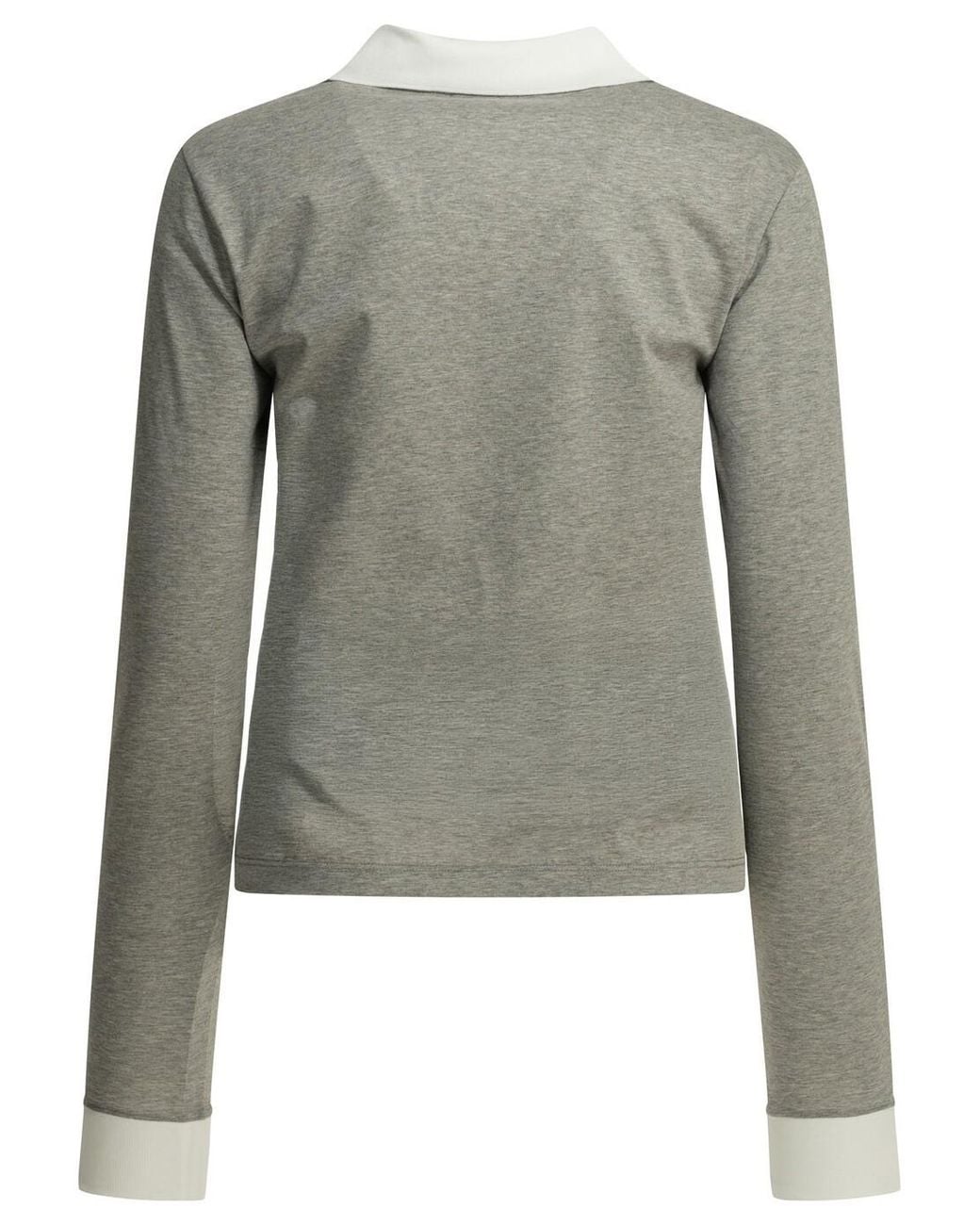 Miu Miu Green Contrast-Collar Knitted Polo Top