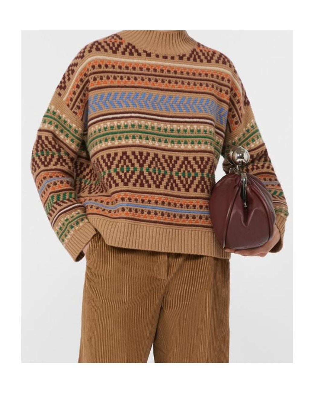 Weekend by Maxmara Brown Jacquard Crewneck Knitted Jumper