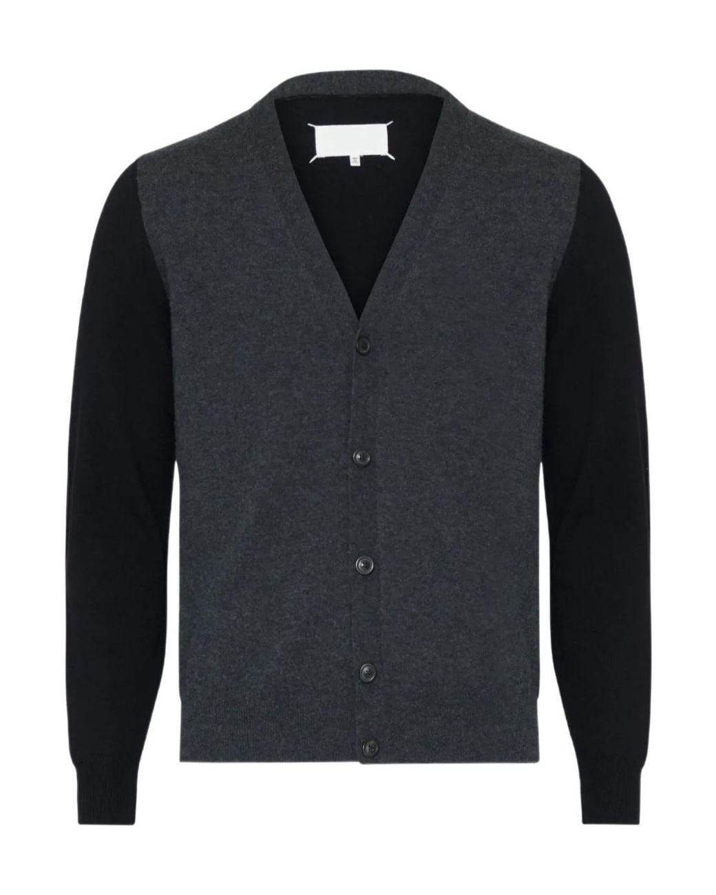 Maison Margiela Blue V-Neck Elbow-Patch Cardigan for men