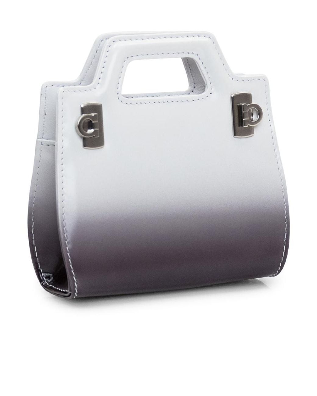 Ferragamo Gray Double Gancini Buckle Shoulder Bag