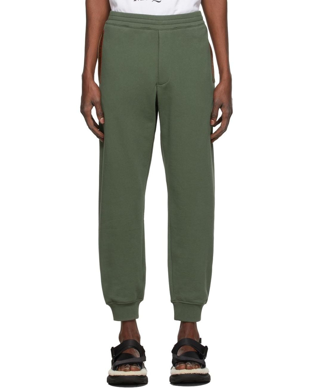 McQueen Green Logo Printed Elastic Waist Jogging Pants for men