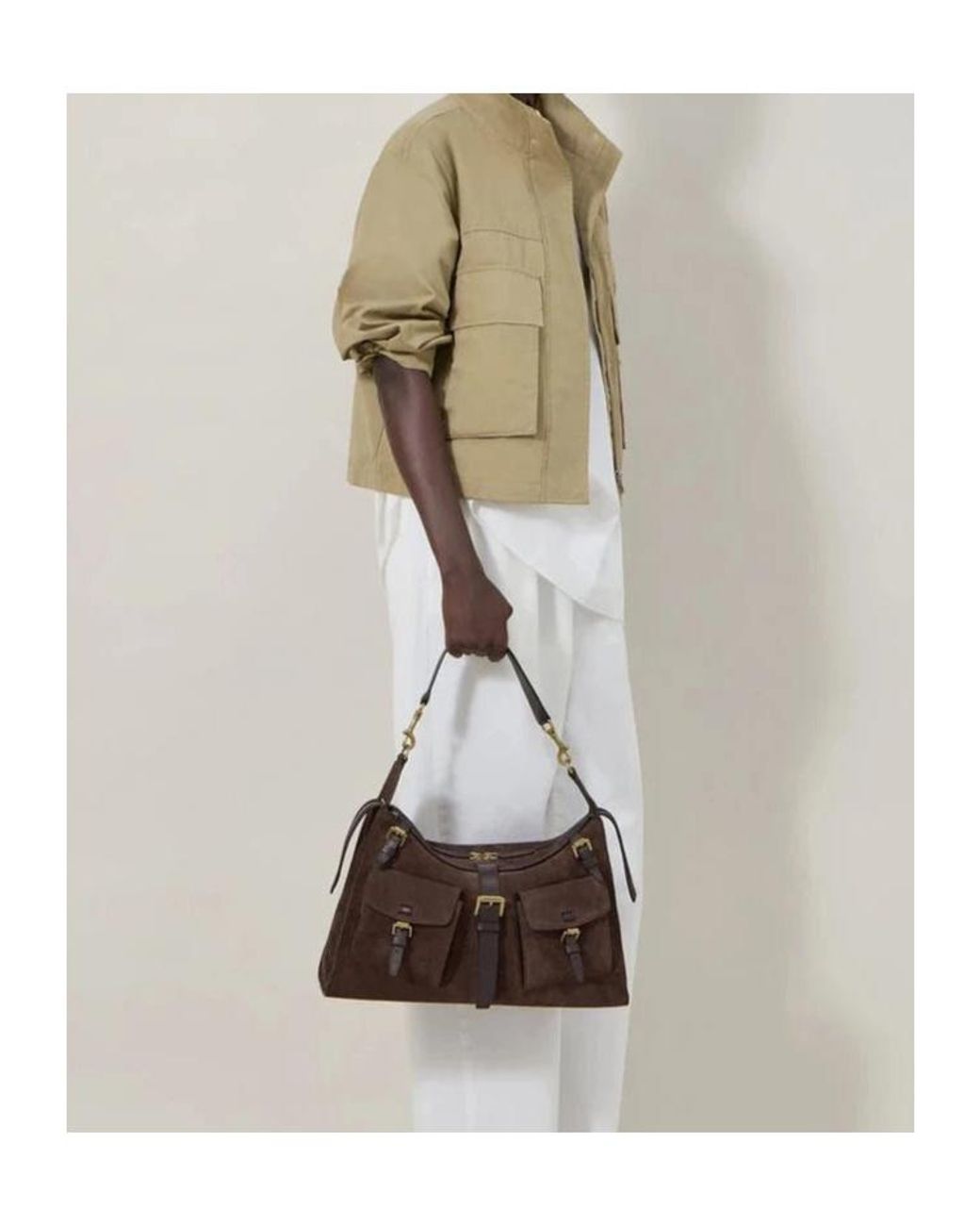 Mulberry Brown Buckled Pocket Shoulder Bag