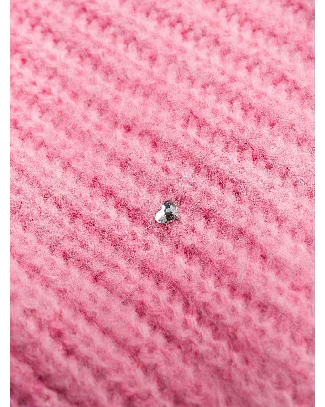 MSGM Pink Embellished Diamond Effect Sweater