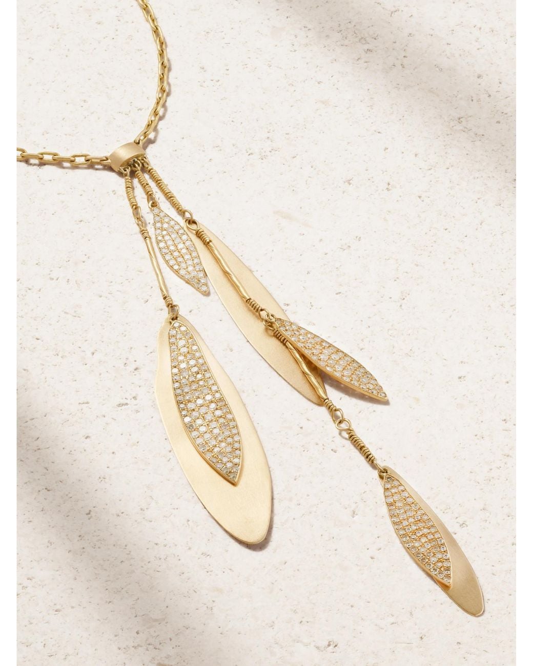 Ileana Makri Metallic Falling Leaves 18-Karat Diamond Necklace