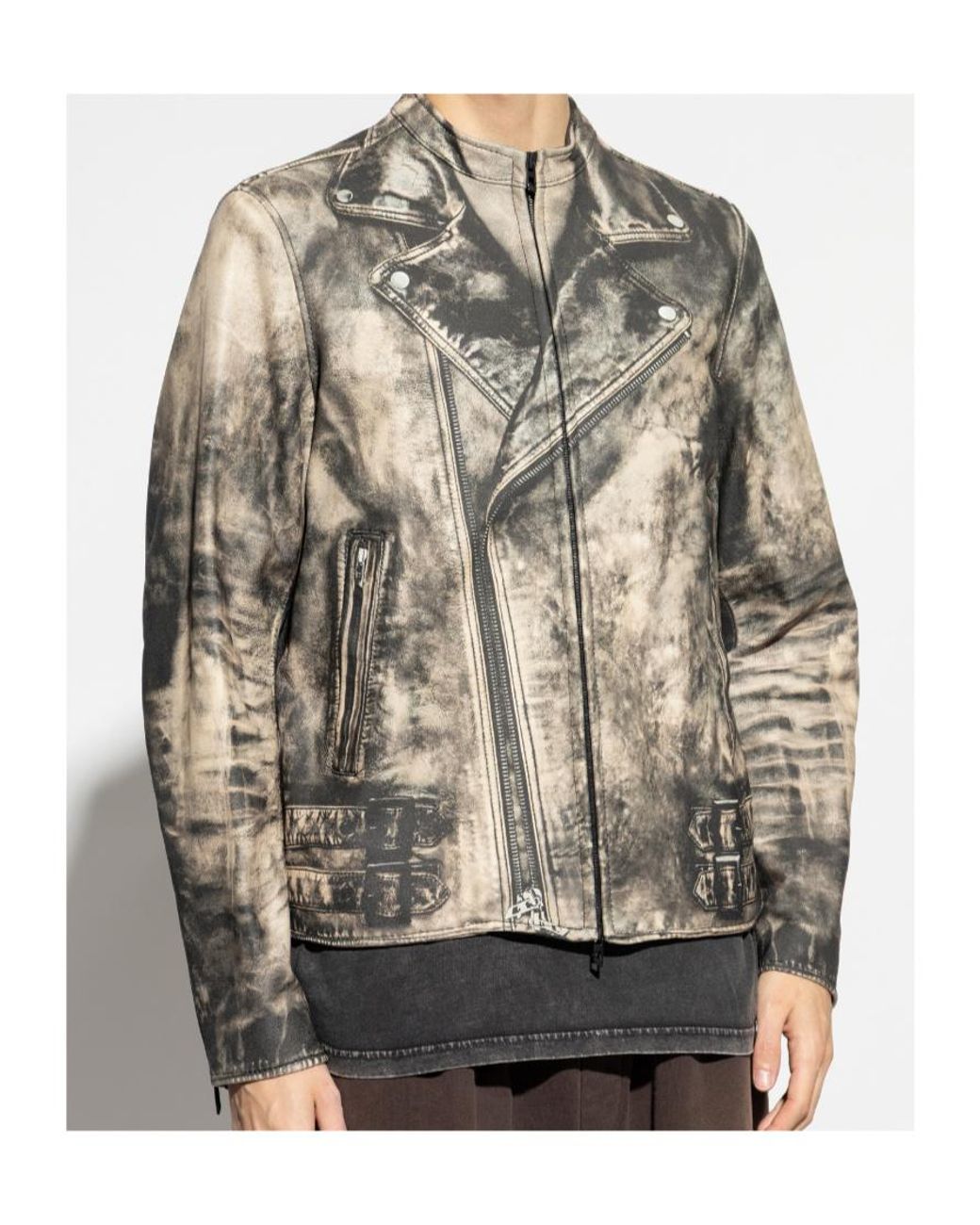 DIESEL Gray Zip-Up Distressed Jacket for men