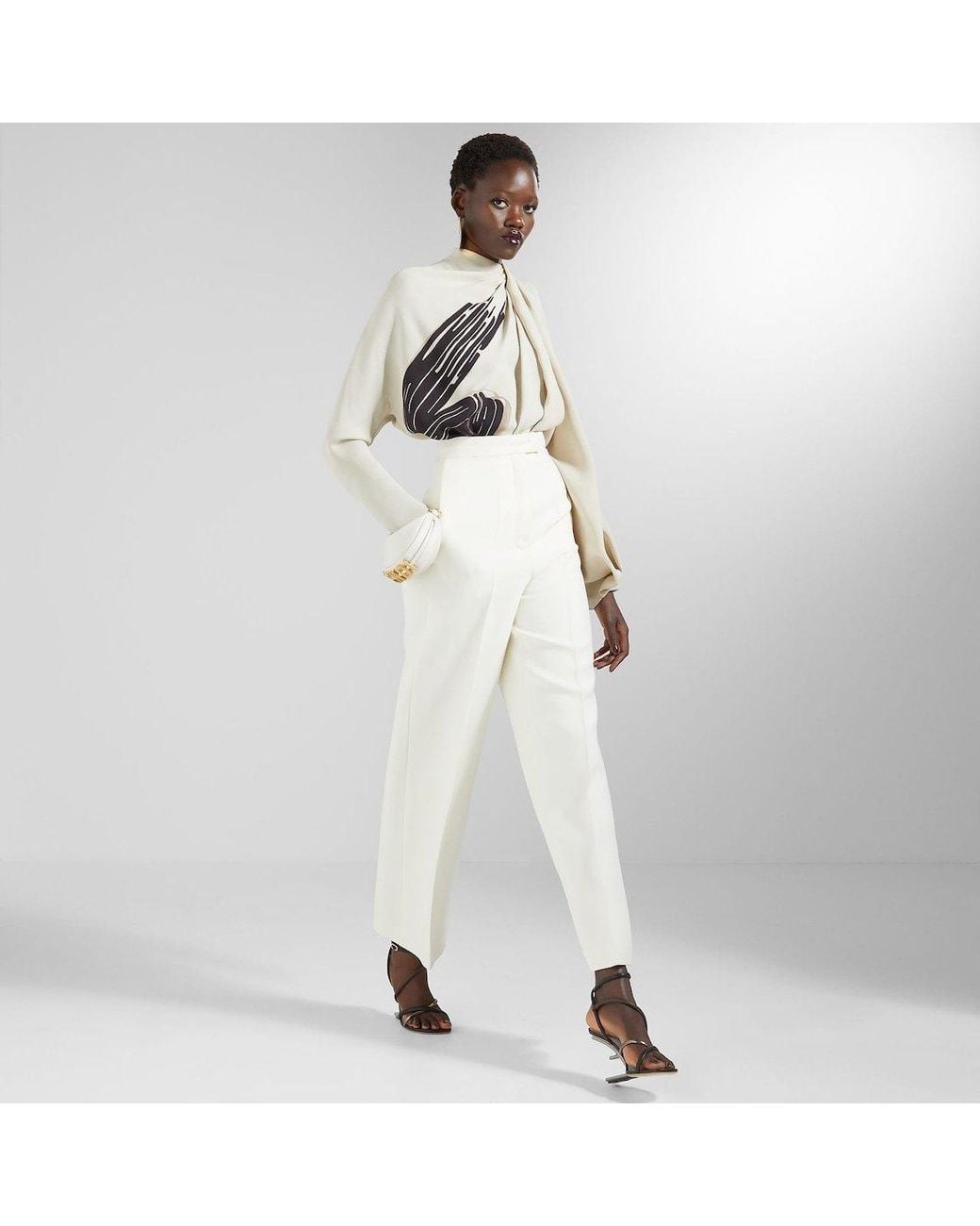 Fendi White High-Waist Tailored Pants