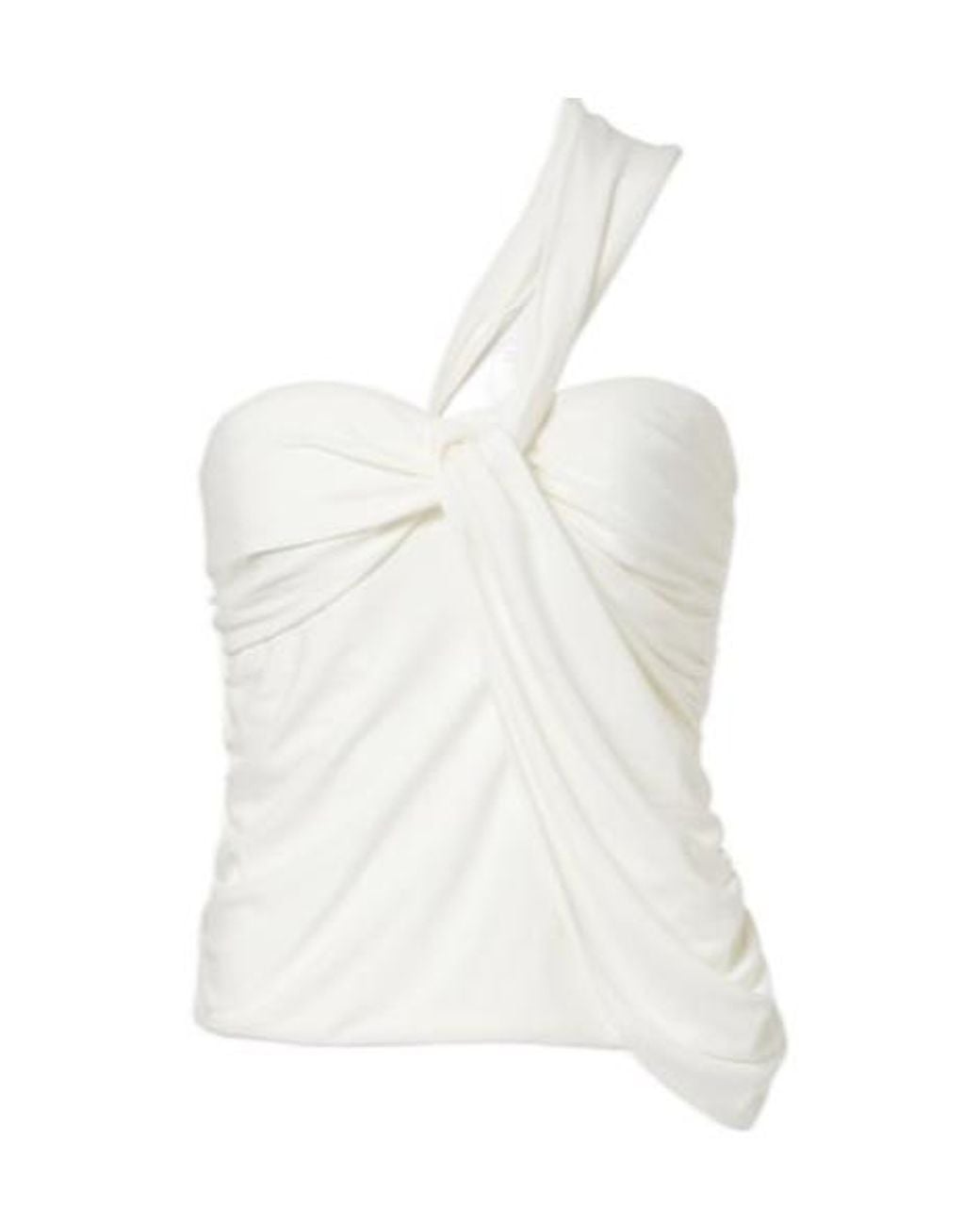 Jonathan Simkhai White Draped Jersey Top