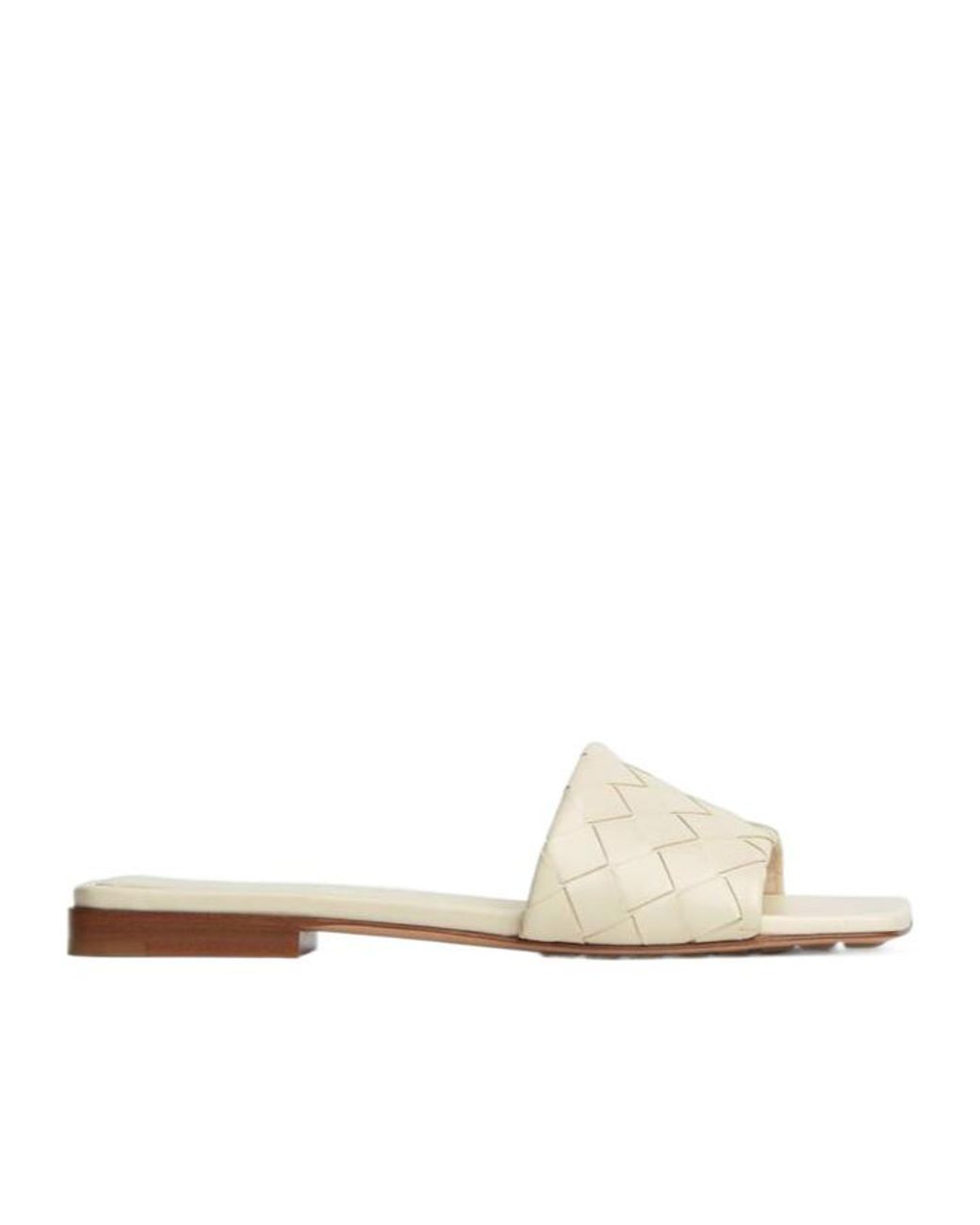 Bottega Veneta White Parco Intrecciato Flat Sandals