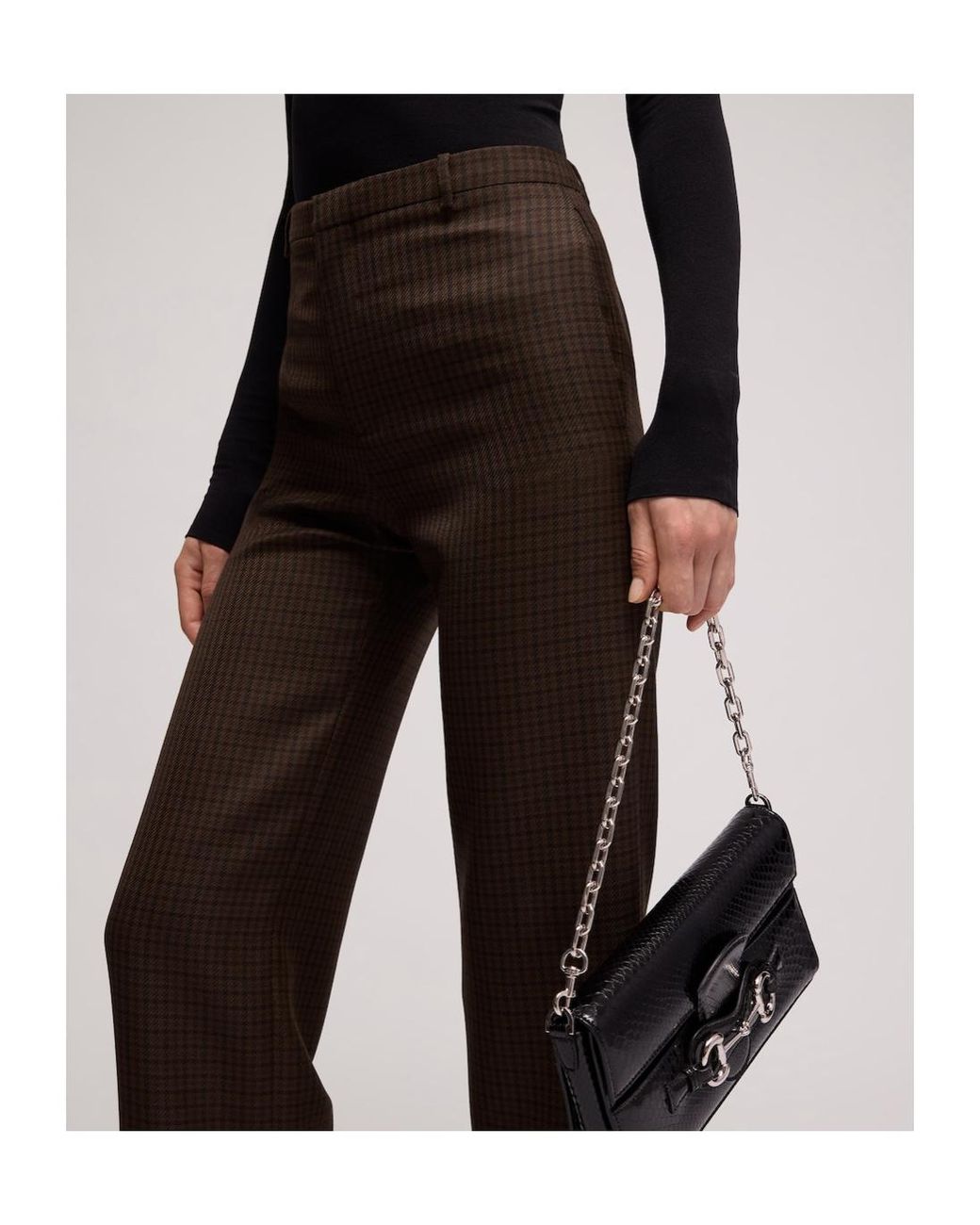 Gucci Black Gingham Polyester Wool Pants