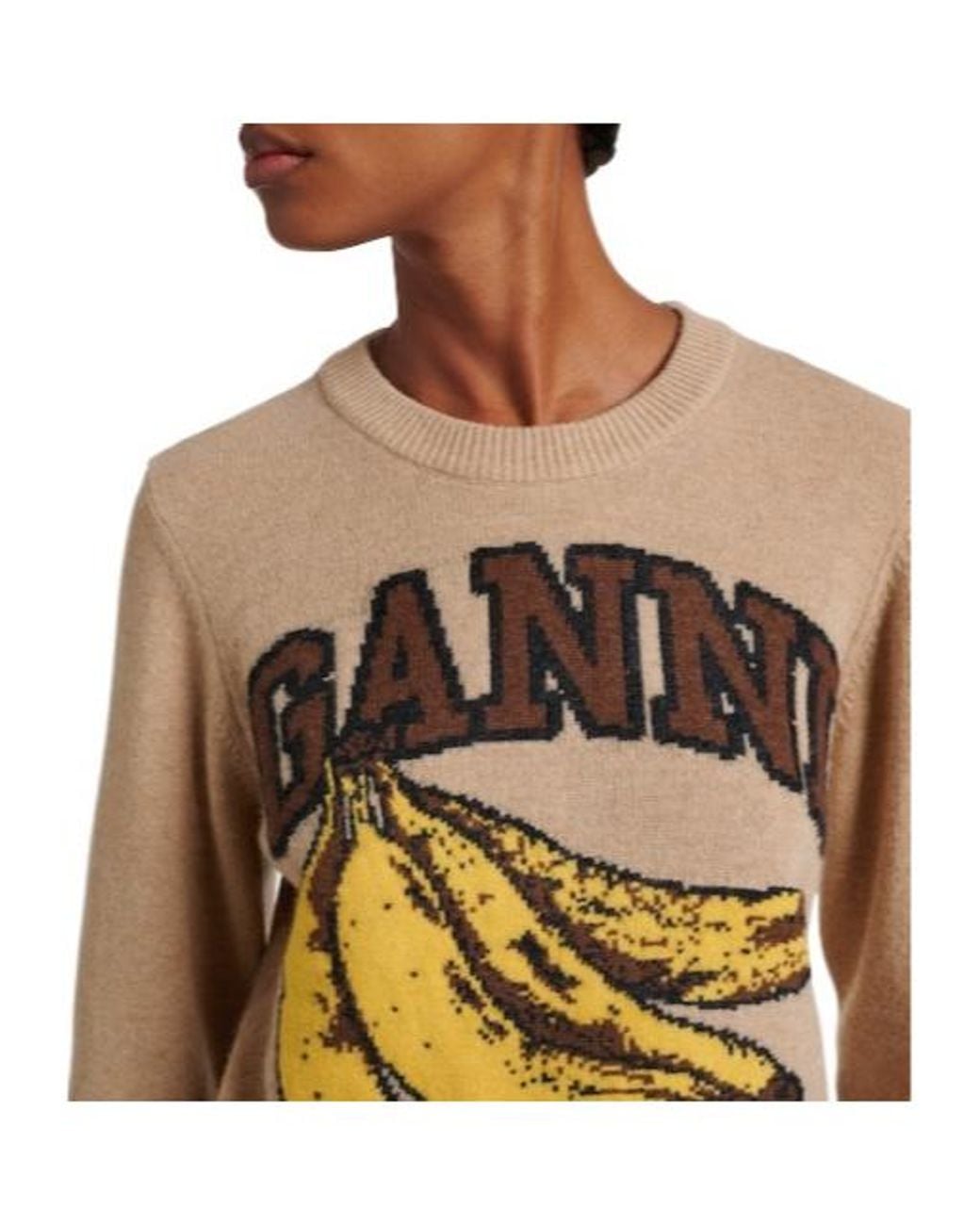 Ganni White Logo Intarsia Sweater