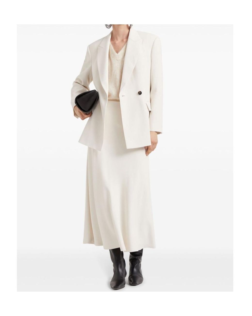 Brunello Cucinelli Natural Flared A-Line Maxi Skirt