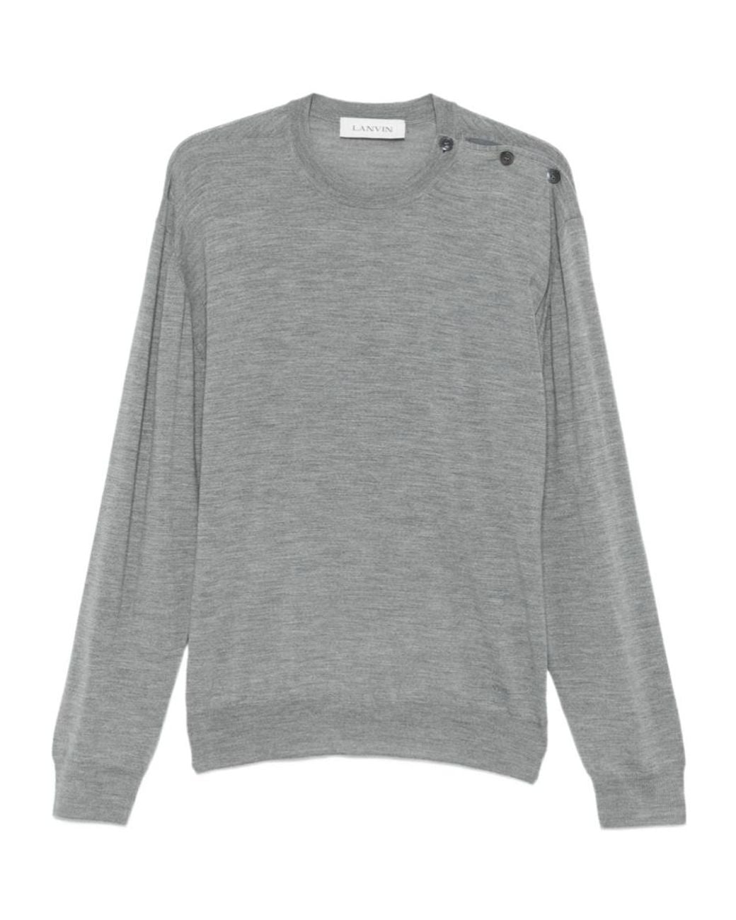 Lanvin Gray Ribbed Crew-Neck Knit Top for men