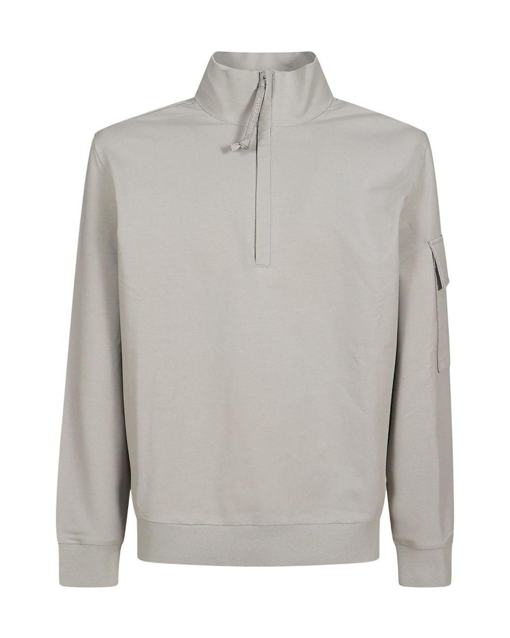 C P Company Gray Half Zip High Neck Sweatshirt for men
