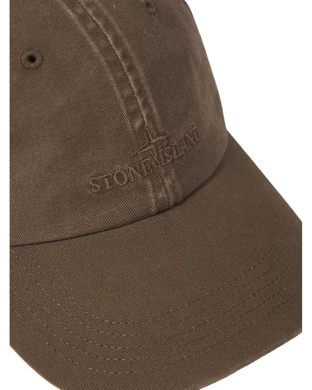 Stone Island Brown Baseball Cap With Embroidered Logo for men