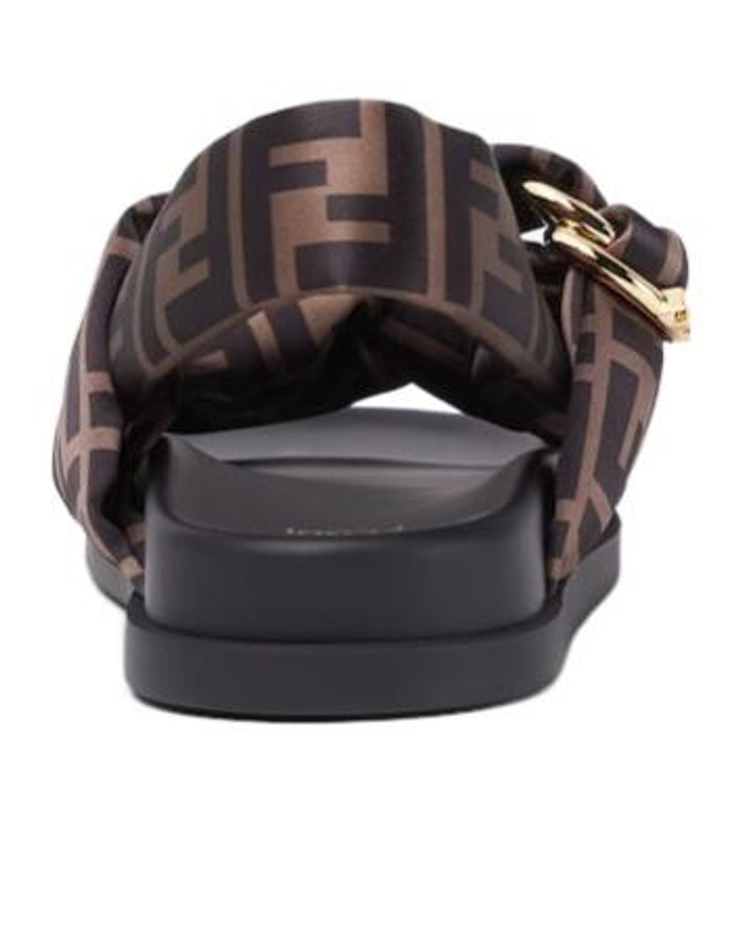 Fendi Brown Feel Ff Satin Sandals
