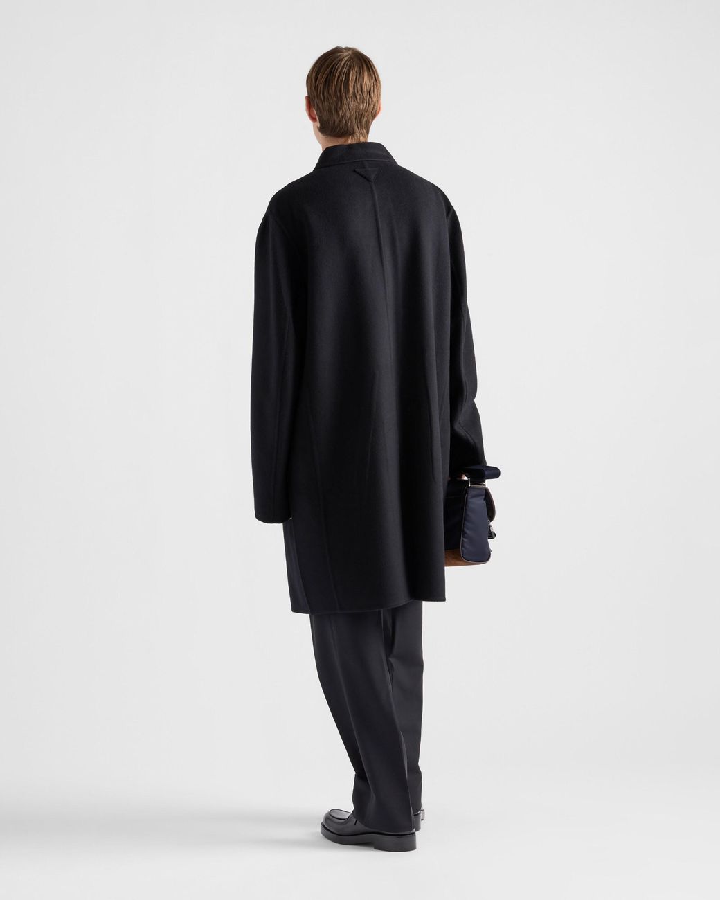 Prada Black Long Sleeved Straight Hem Overcoat for men