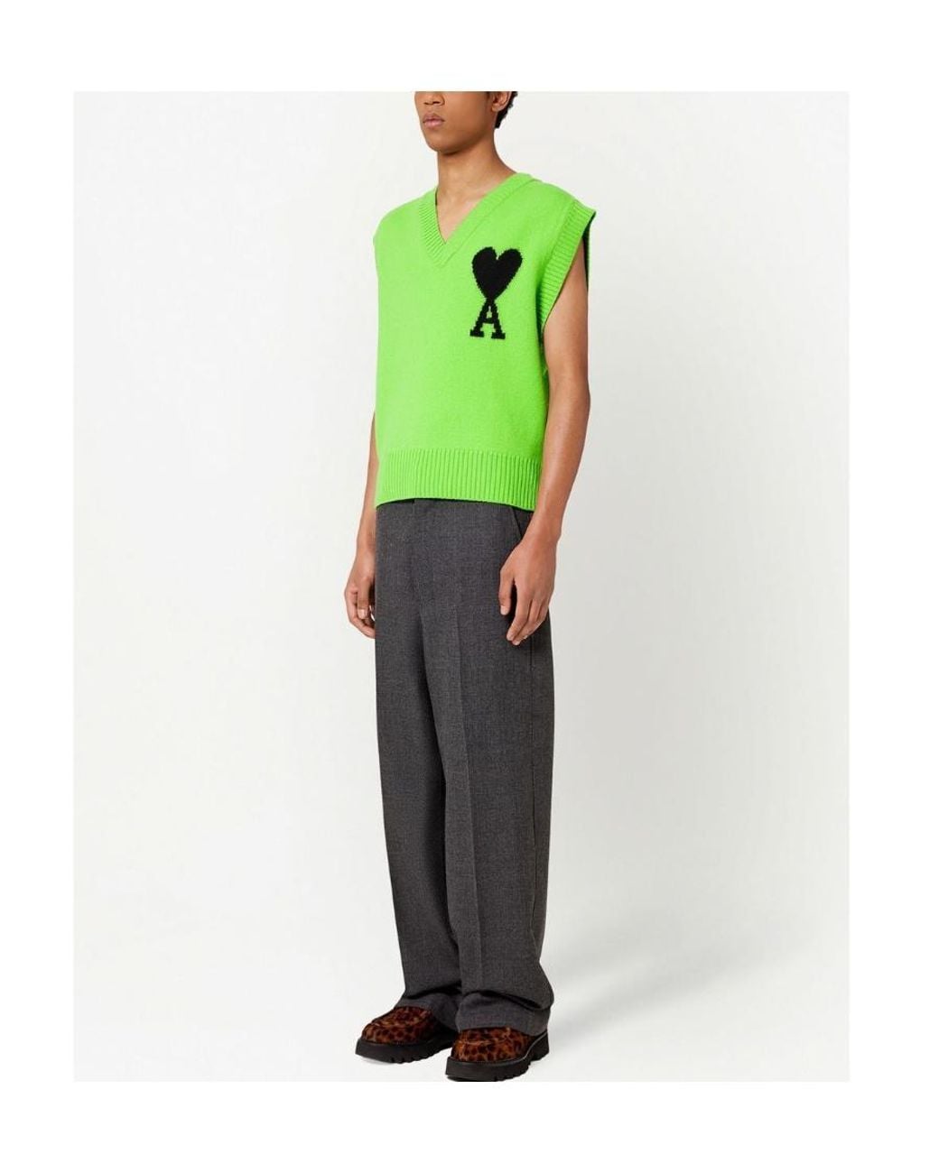 AMI Green Ami De Coeur Knitted Vest for men