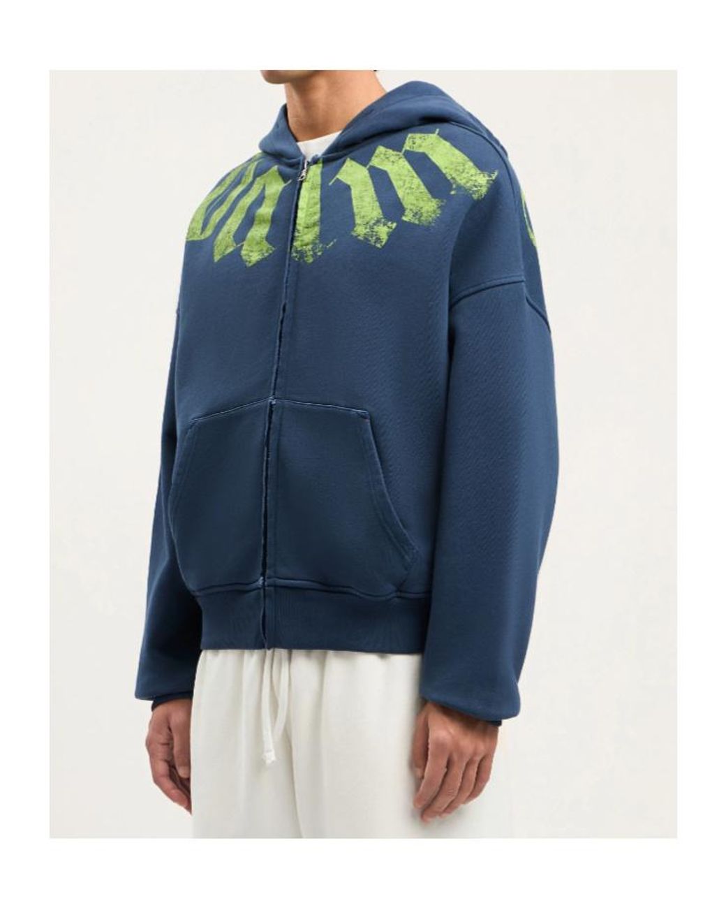 Palm Angels Blue Big Neck Logo-Print Zip-Up Hoodie for men