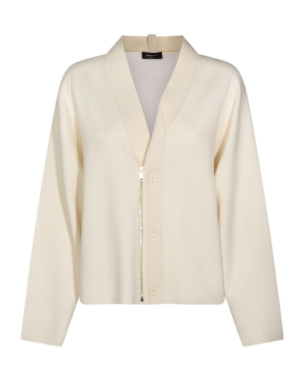 Fabiana Filippi Natural V-Neck Zipped Cardigan