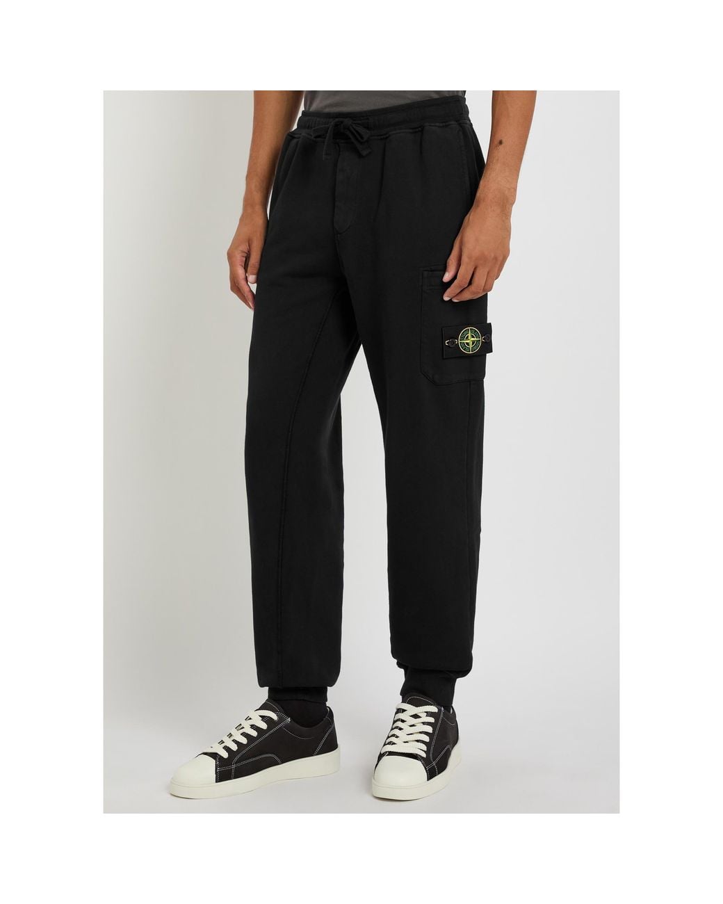 Stone Island Black Drawstring Ankle Sweatpants for men