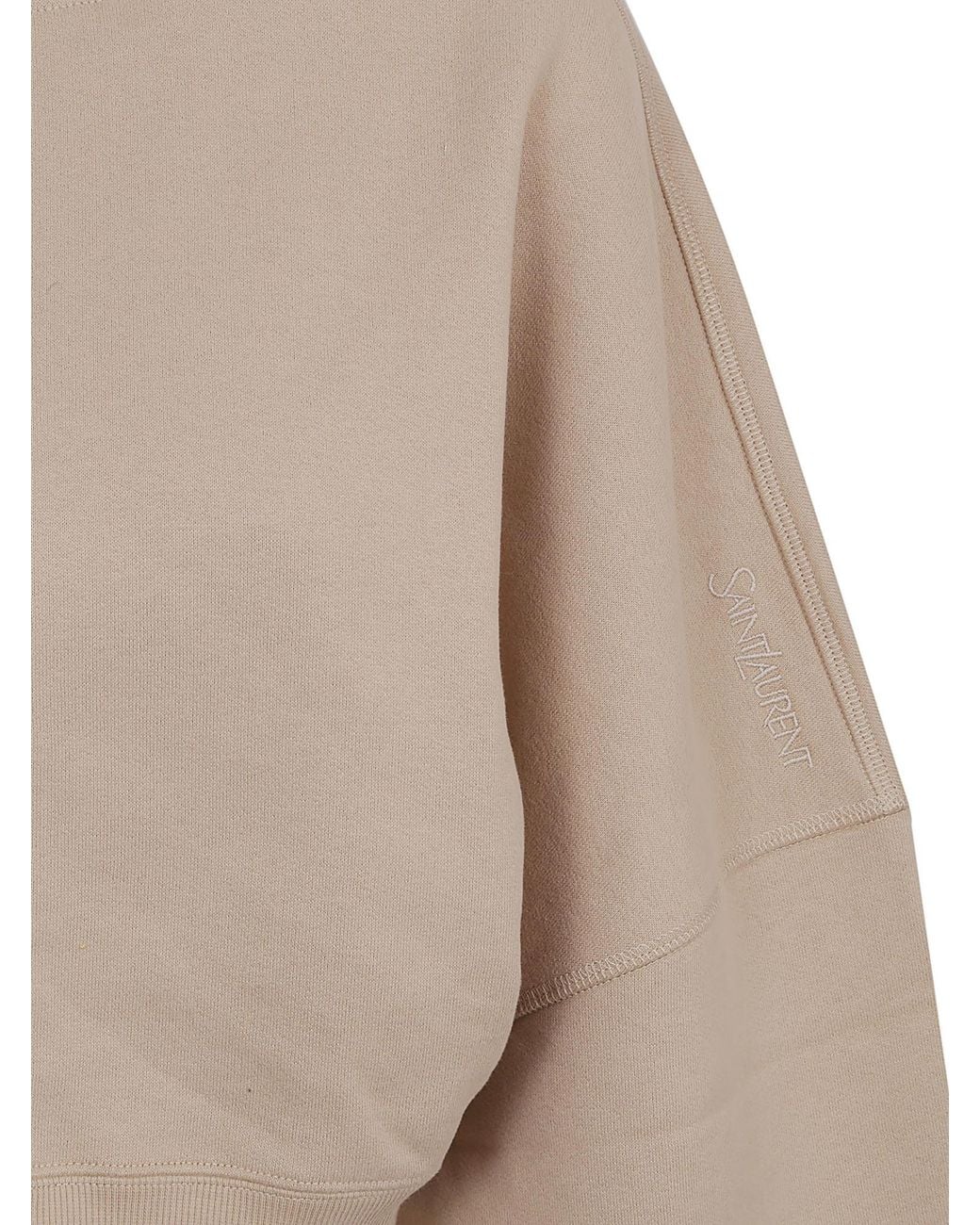 Saint Laurent Natural Crewneck Cropped Sweatshirt