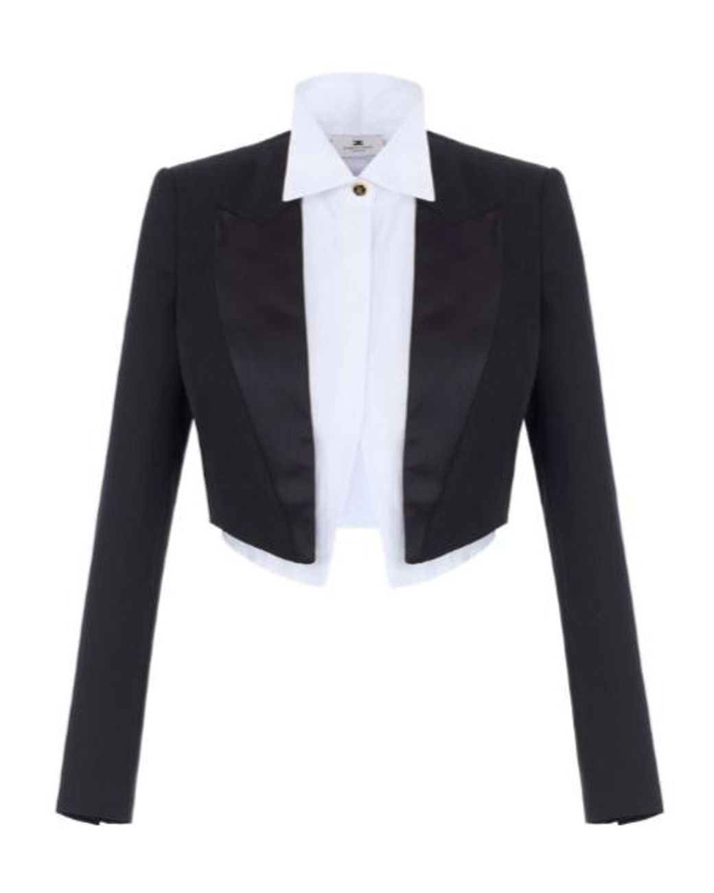 Elisabetta Franchi Blue Cropped Tuxedo Blazer
