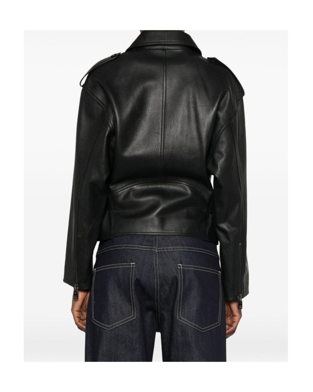 Emporio Armani Black Leather Jacket With A Zipper
