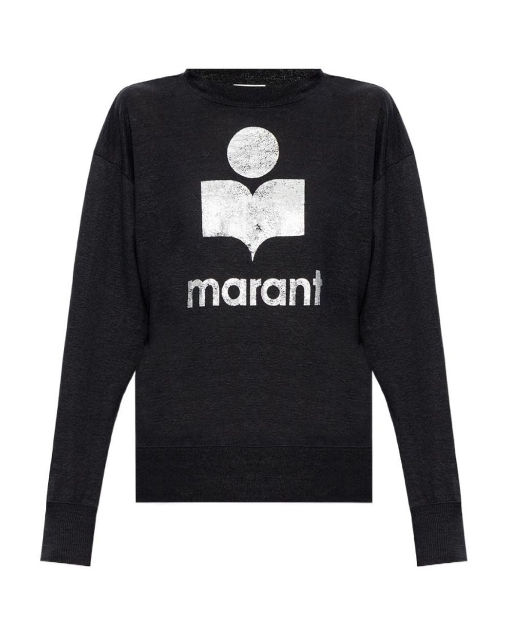 Isabel Marant Blue Logo-Print Linen Sweatshirt