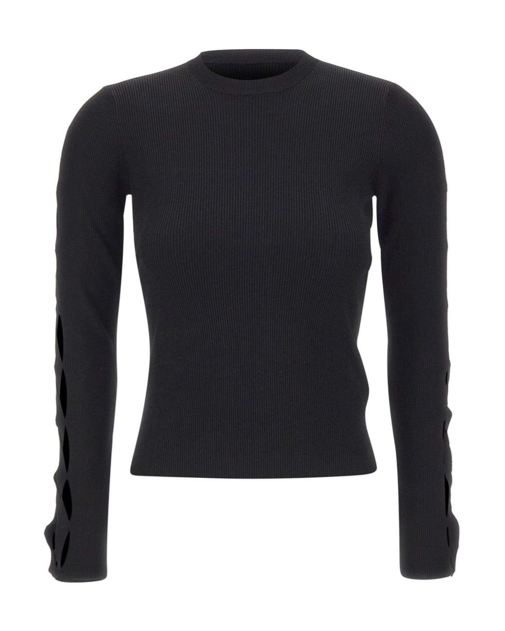 Kaos Blue Openwork Sleeve Knitted Sweater