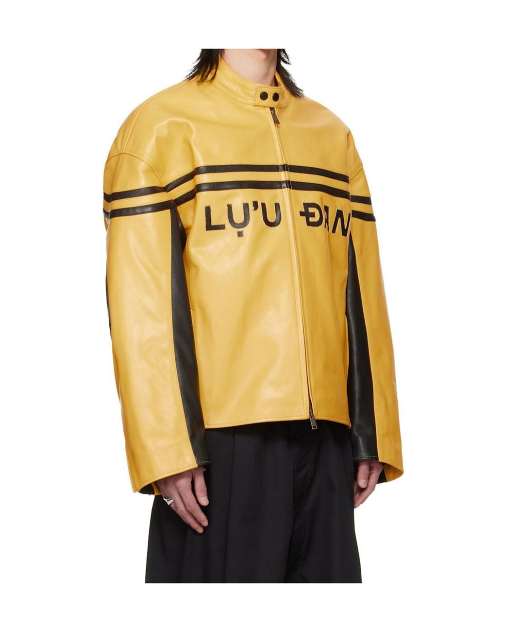 Lu'u Dan Metallic Bruce Lee X Lựu Đạn Collaboration Legacy Moto L-D Stand Collar Leather Jacket for men