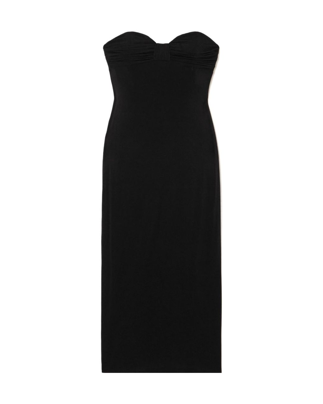 Magda Butrym Black Strapless Gathered Jersey Midi Dress