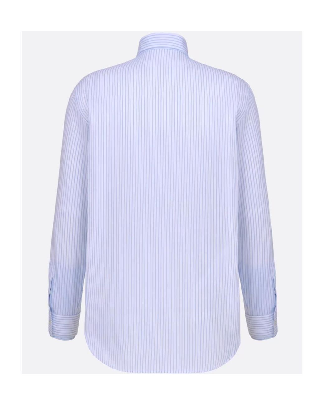 Dior Blue Homme Striped Collared Long-Sleeve Shirt for men